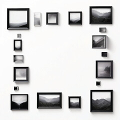 Black photo frame collage template generative AI