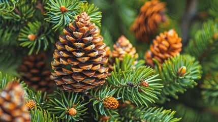 A tree with pine cones on it. Generate AI image