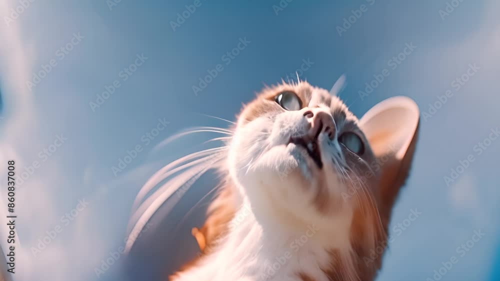 Poster tabby cat reaches up with paw generative ai