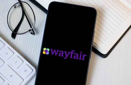 New York, USA - 21 June 2024: Wayfair Logo on Phone Screen, Company Icon