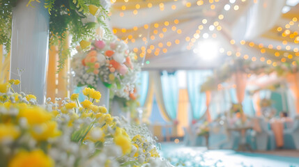 Concept wedding organization Wide angle photo of the concept of the wedding organization Noise effect selective focus : Generative AI