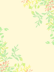 パステルカラーの植物のフレーム型背景