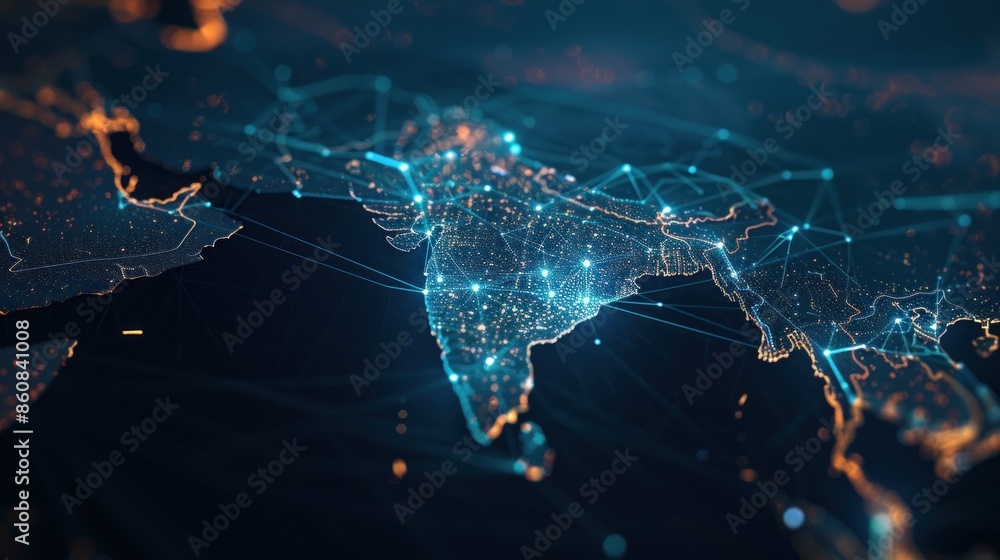 Poster a map of the world with india and other countries in red. generate ai image