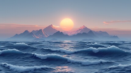 Learn about Elliott wave theory through educational illustrations depicting market cycles and trends. Illustration, Minimalism,