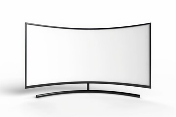 Modern Blank Curved Television with Blank Screen Mounted with White Background. Useful for Mockup