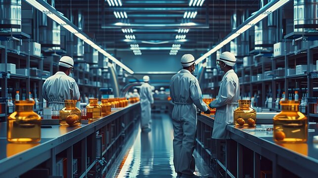 Illustrate pharmaceutical research facilities with detailed depictions of laboratories and research teams. Illustration, Minimalism,