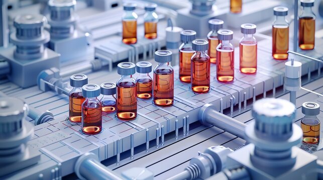 Showcase drug development processes with diagrams of clinical trials and regulatory approvals. Illustration, Minimalism,