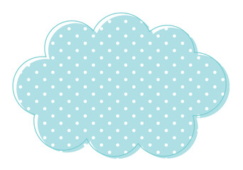 水玉模様のもくもく雲形吹き出し/ブルー