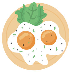 Eggs on plate with vegetables for healthy breakfast vector illustration
