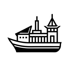 line art icon illustration of cargoship