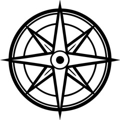 line art icon illustration of compass