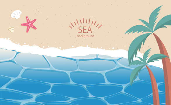 海の背景　砂浜の波打ち際　夏休み
