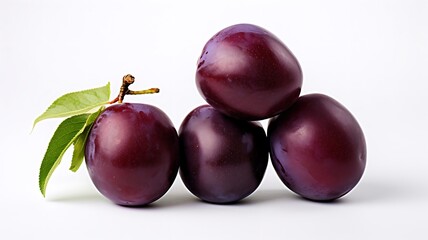 Fototapeta premium Plums fruit on white background