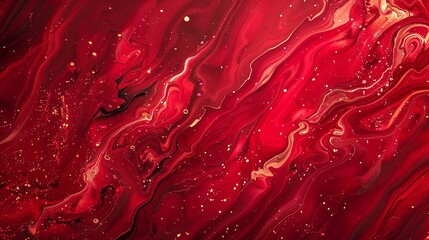 Abstract red fluid art marble paint texture background