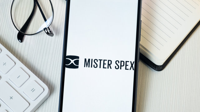 New York, USA - 21 June 2024: Mister Spex Logo on Phone Screen, Company Icon