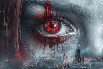 Book Cover with All-Seeing Eye or Surveillance Camera | Stark Imagery, Oppressive Concept, Intriguing Design