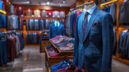 Obraz premium Business men's suit store indoor