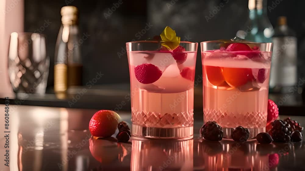 Aufkleber raspberry and lime cocktails generative ai