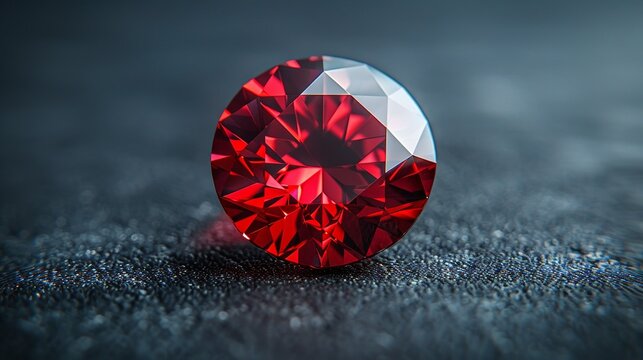 A vibrant red ruby gemstone, beautifully faceted and glowing, set against a dark backdrop, ideal for luxury jewelry and high-end advertisements. Illustration, Minimalism,