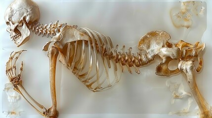 A detailed radiography image, showing the skeletal structure with precision, ideal for medical textbooks, healthcare websites, and educational materials. Illustration, Minimalism,