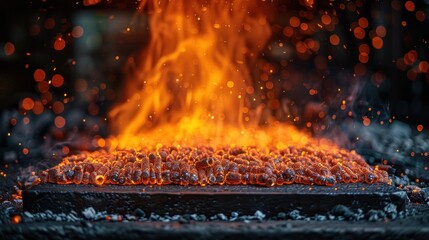 Fiery Embers and Sparks in a Blacksmith's Forge
