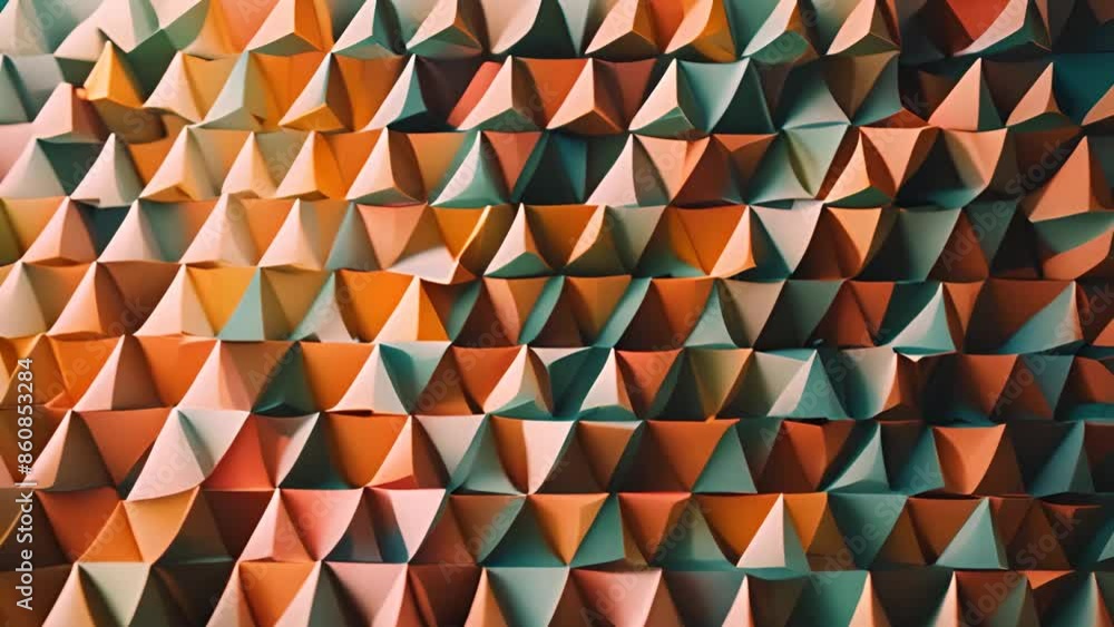 Poster abstract geometric pattern with orange teal and red triangles generative ai