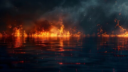 Fototapeta premium Flames glowing against a dark backdrop