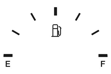 Fuel gauge between empty and full with a fuel pump icon in vector © THP Creative