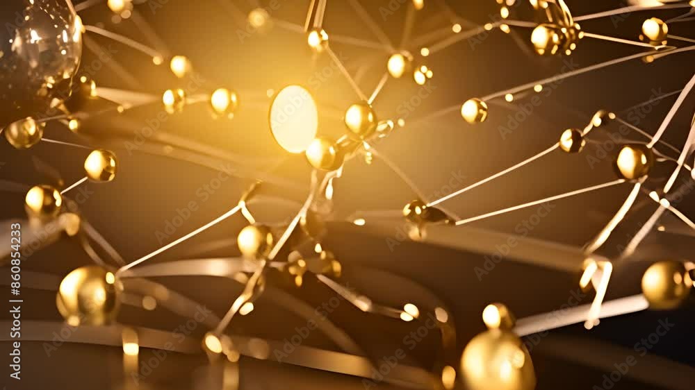 Poster golden network structure abstract generative ai