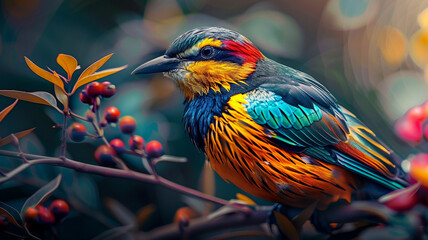 The most beautiful and colourful Birds, AI Generative.