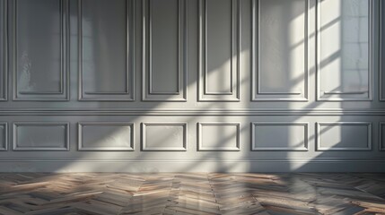 Obraz premium A simple room with a wooden floor and white walls, perfect for interior design or architecture projects