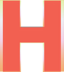 Orange font, letter H