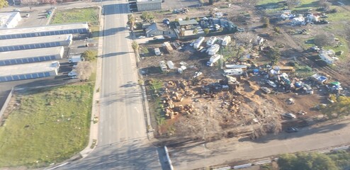 Aerial view of homeless encampment