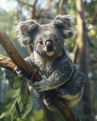 Obraz premium Koala Climbing a Tree in the Australian Outback
