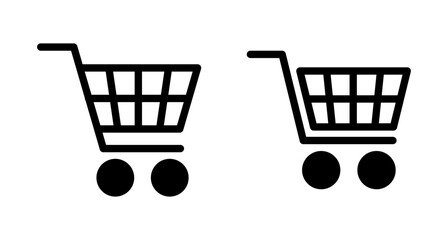 Shopping icon vector isolated on white background. Shopping cart icon. Basket icon. Trolley