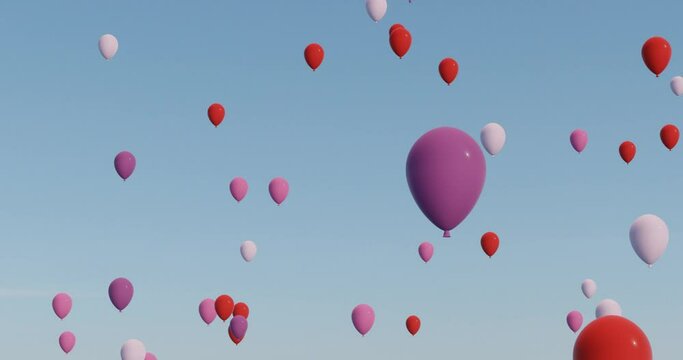 4K ballons in the sky happy birthday colorfull