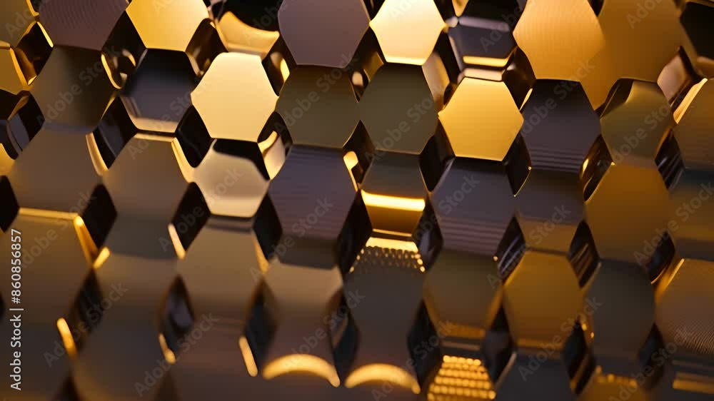 Poster gold and black hexagon pattern generative ai