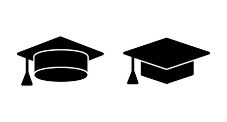 Education icon vector isolated on white background. Graduation cap icon. Graduate. Students cap