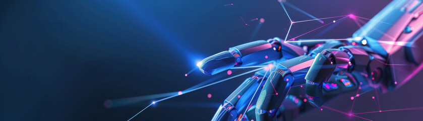 Hand touching on virtual screen. Futuristic Technology and Innovation concept