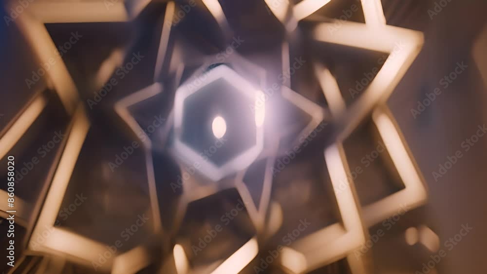 Poster abstract geometric pattern with glowing hexagon generative ai