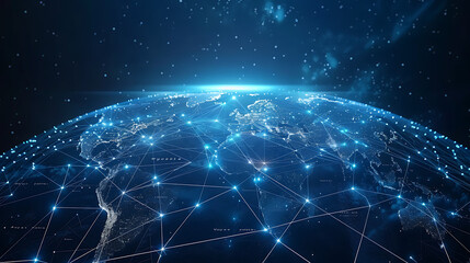 Obraz premium Global Digital Connectivity at Night