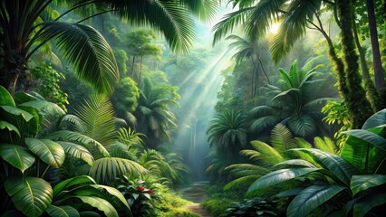 Lush photorealistic clipart of a tropical rainforest, lush, photorealistic, clipart, tropical, rainforest, jungle, vibrant