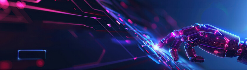 Hand touching on virtual screen. Futuristic Technology and Innovation concept