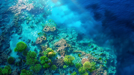 Obraz premium Aerial View of Vibrant Coral Reef