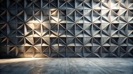 Geometric patterns on modern concrete wall with dramatic lighting, shadows, and highlights , architecture, concrete, wall
