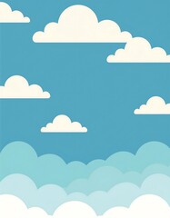 Minimalist clouds scene with sky, flat design
