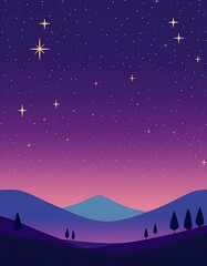 Fototapeta premium Minimalist night scene with star and sky, flat design