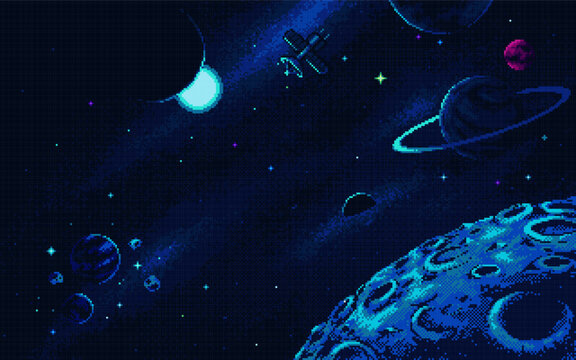 Pixel art illustration Space Background. Pixelated Space Background. Space Background Nebula pixelated for the pixel art game and icon for website and video game. old school retro.
