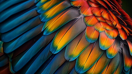 Fototapeta premium macaw feathers showcase nature abstract beauty, AI Generative.