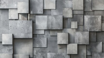 Abstract Concrete Wall with Geometric Pattern